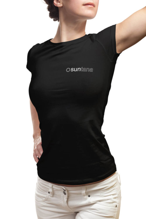 Dames T-Shirt ronde hals met Suntana Logo (Zwart)